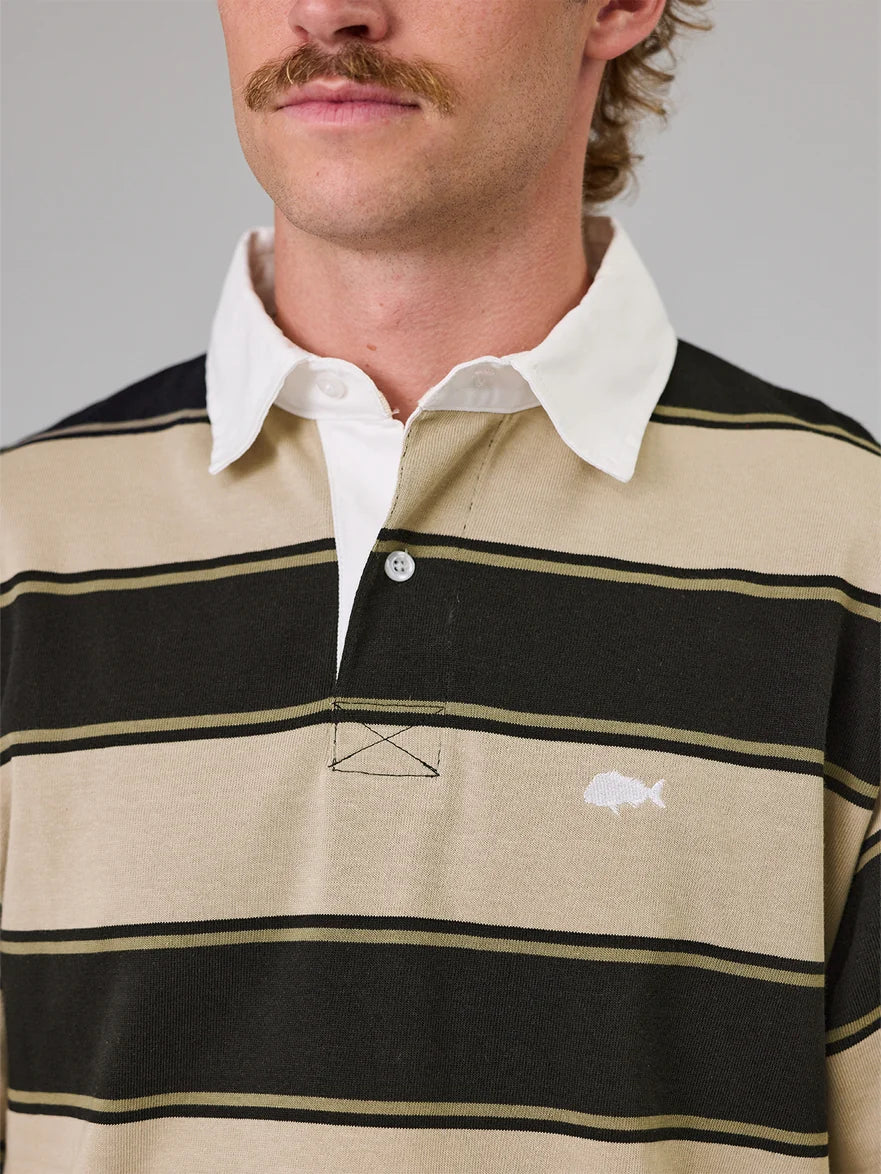 JUST ANOTHER FISHERMAN - PORTSIDE POLO - CLAY BROWN STRIPE