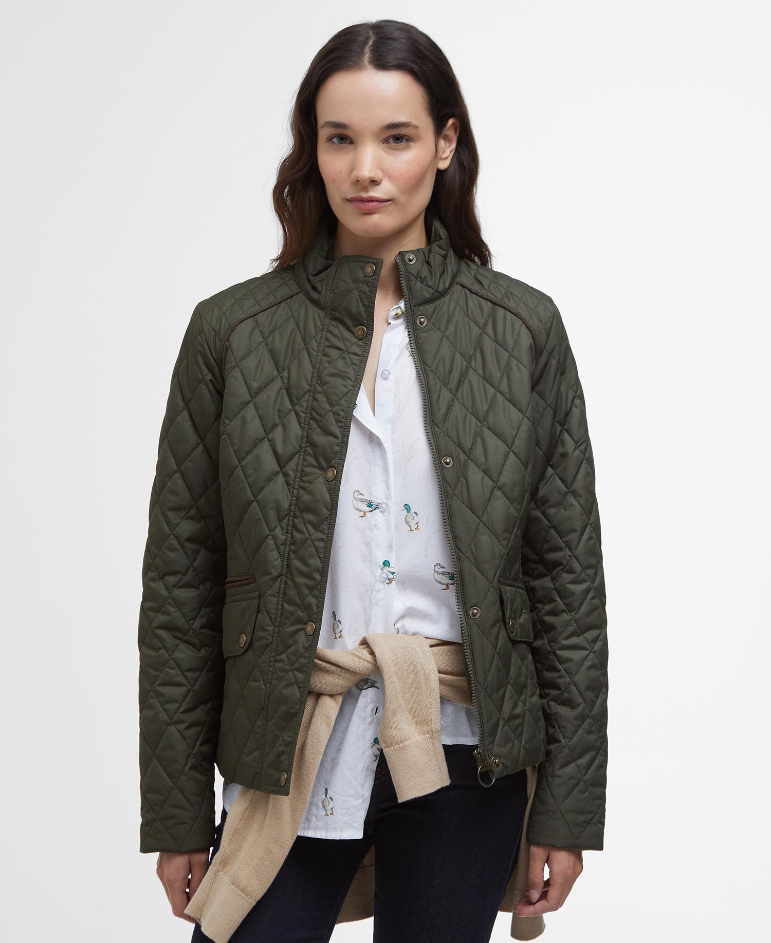 Barbour - Crawford Cavalry Quilted Jacket - Olive/Ancient Tartan