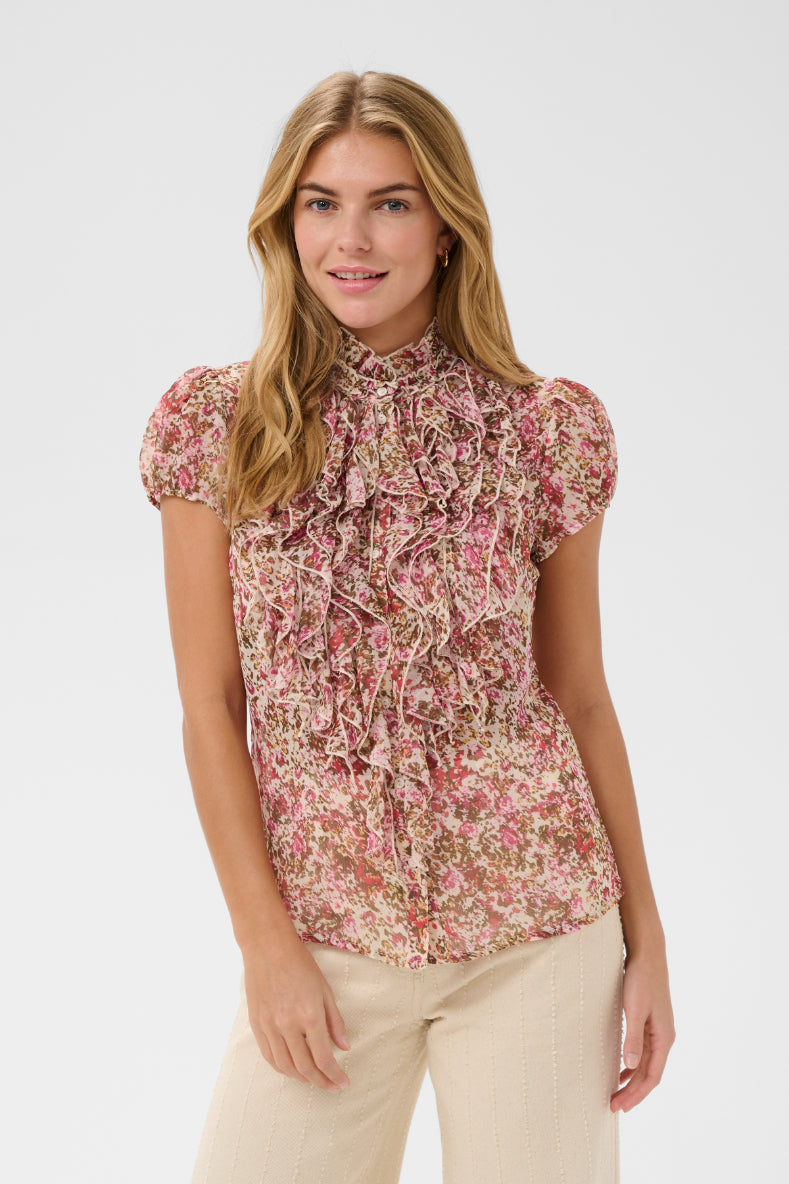 SAINT TROPEZ - LIJIA CRINKLE SHIRT - BALLERINA BRUSHED BLOOM
