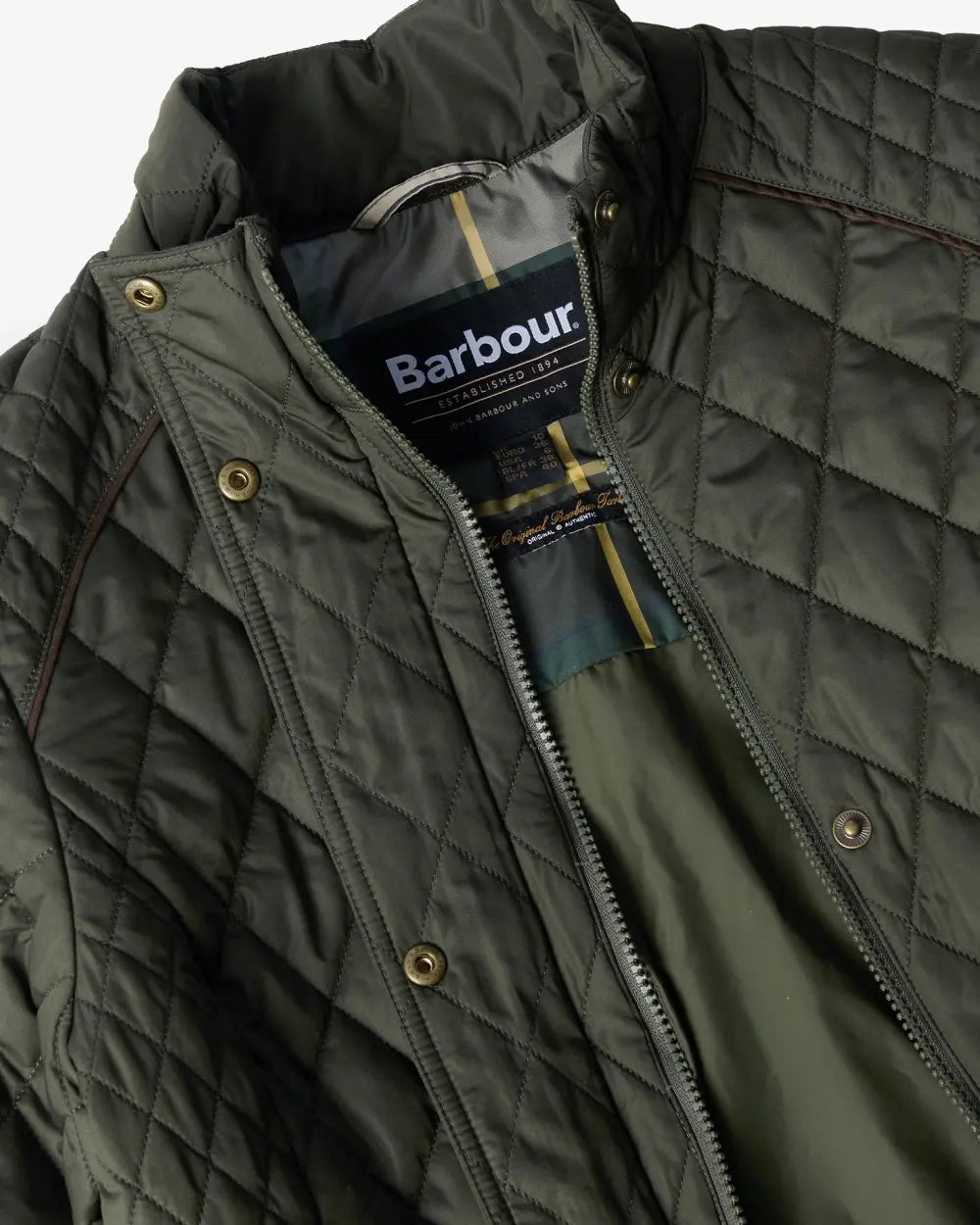 Barbour - Crawford Cavalry Quilted Jacket - Olive/Ancient Tartan