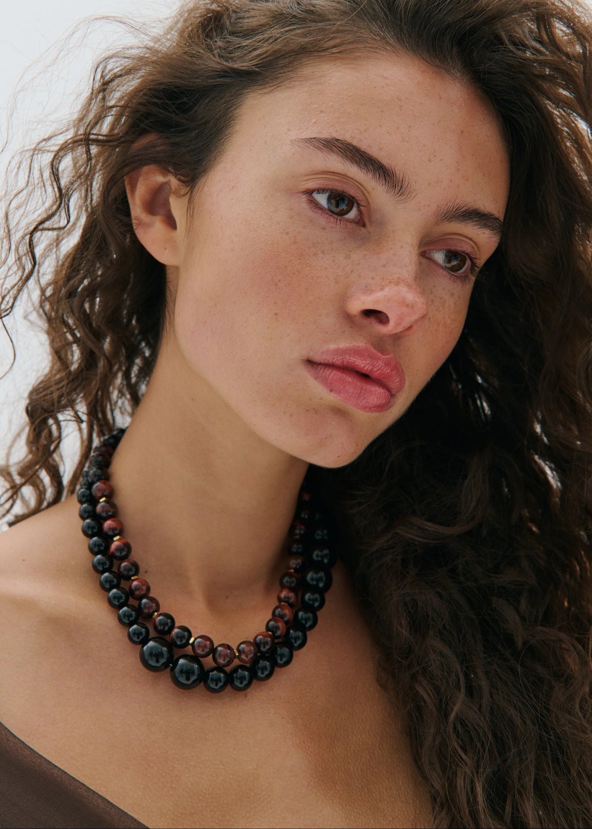 ANNA ROSSI - TONAL BEADED NECKLACE DUO - BLACK/BROWN