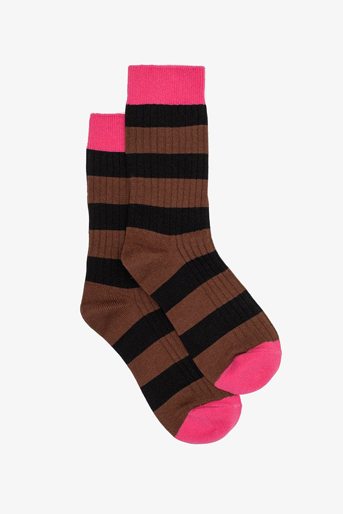 Antler - Choc Stripe & Pink Sock