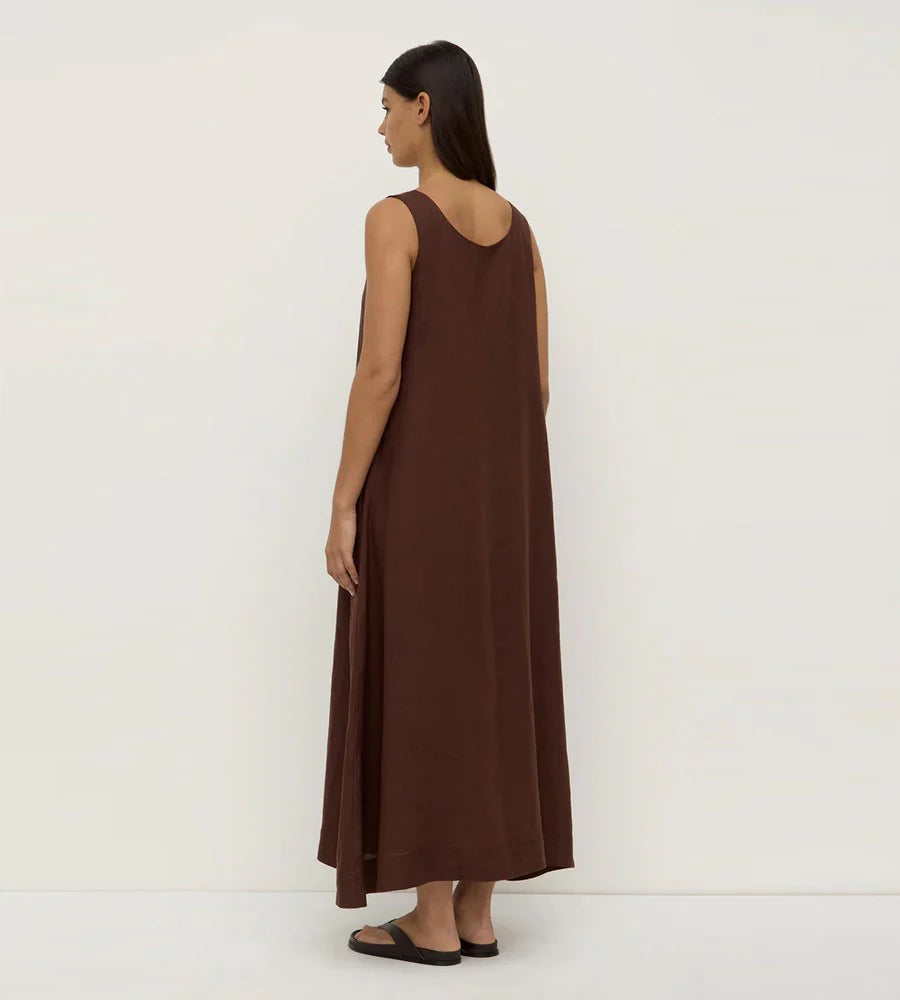 Assembly Label - Maree Linen Midi Dress - Espresso