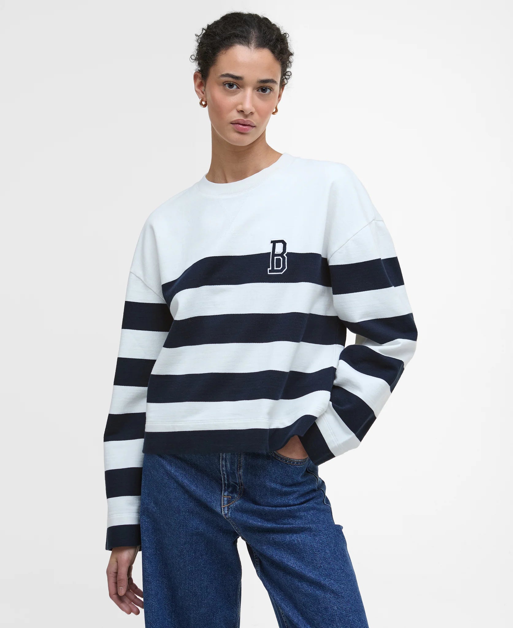 Barbour - Faye Sweatshirt - Cloud/Navy Stripe