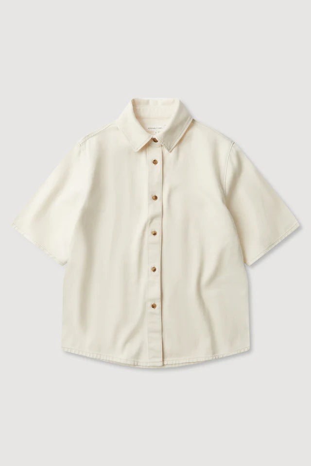 Assembly Label - Boxy Denim Short Sleeve Shirt - Ecru