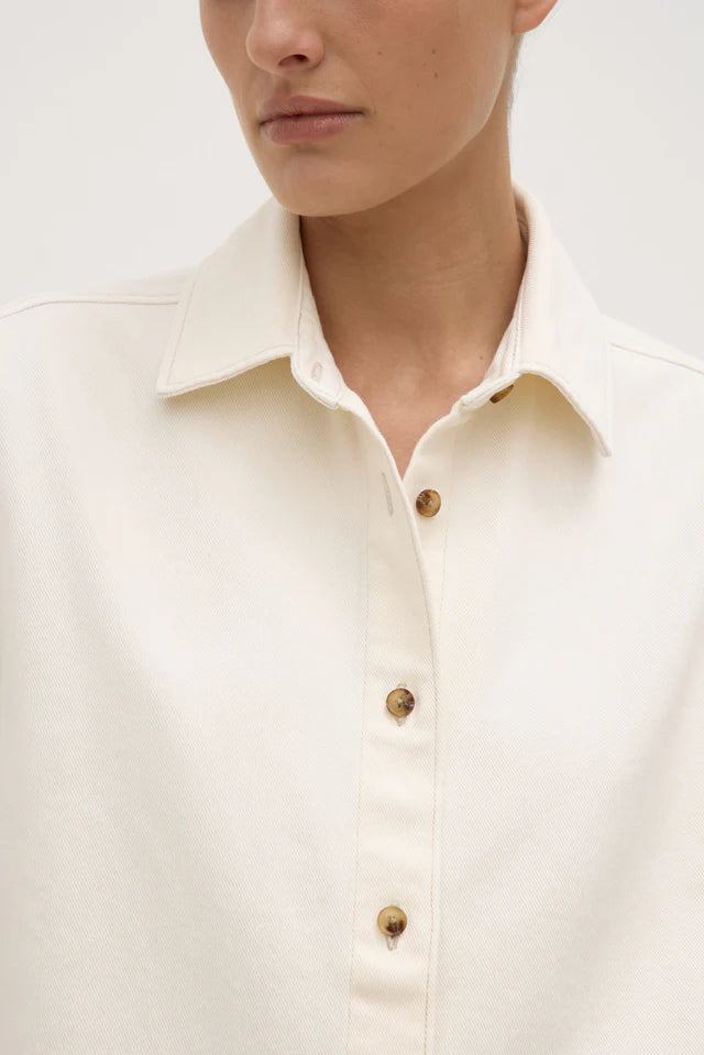 Assembly Label - Boxy Denim Short Sleeve Shirt - Ecru