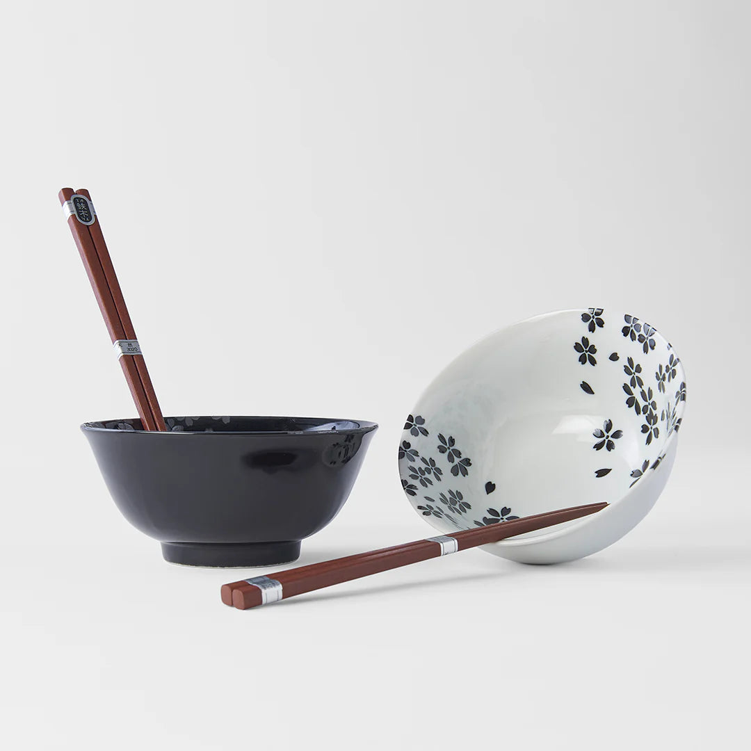 Naibu - Black & White Sakura Bowl Set
