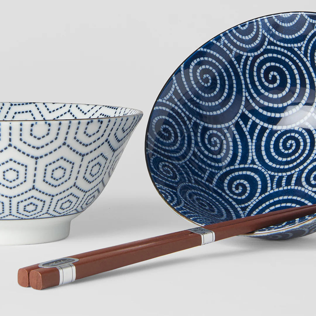 Naibu - Blue & White Ikat Bowl Set