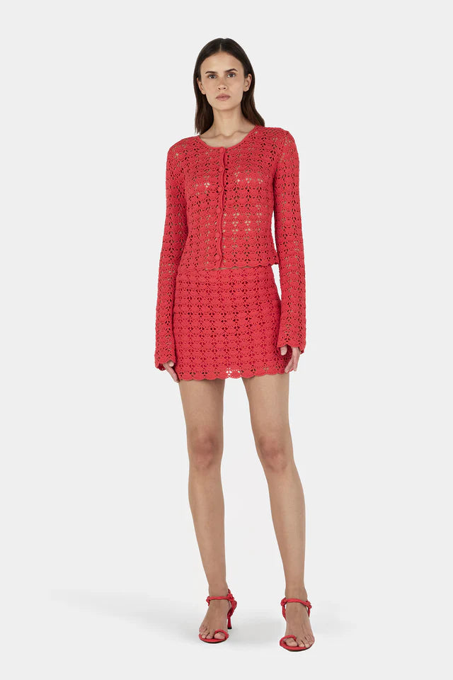 Hansen & Gretel - Cleo Crochet Cardi - Red Crochet