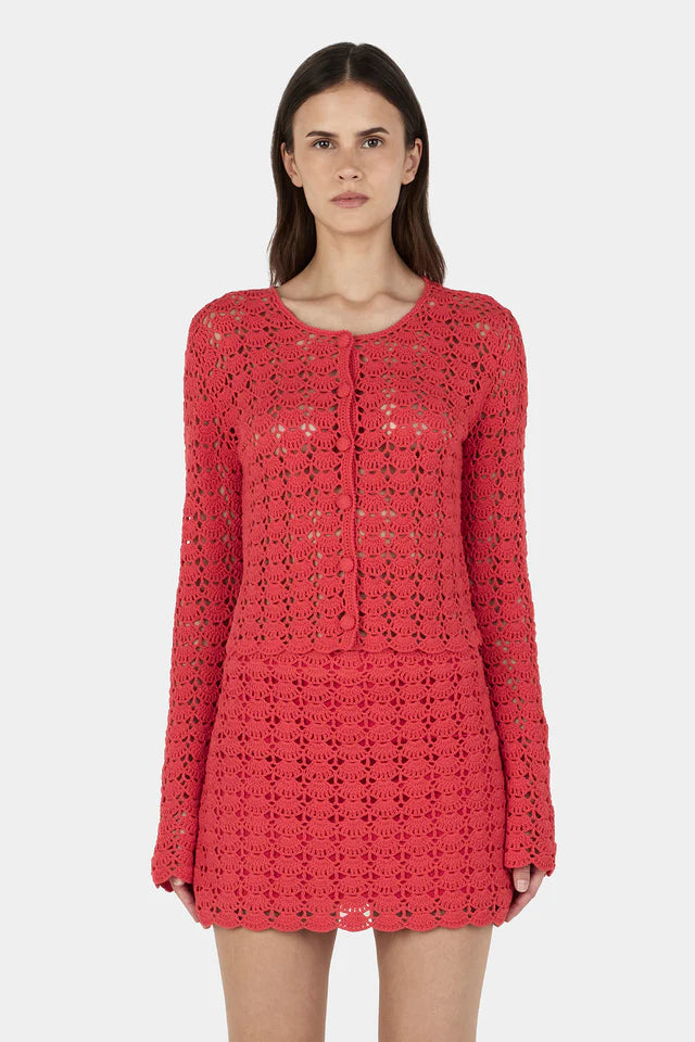 Hansen & Gretel - Cleo Crochet Cardi - Red Crochet