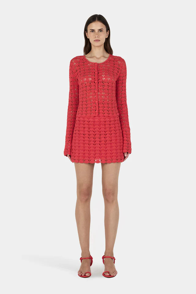 Hansen & Gretel - Cleo Crochet Cardi - Red Crochet