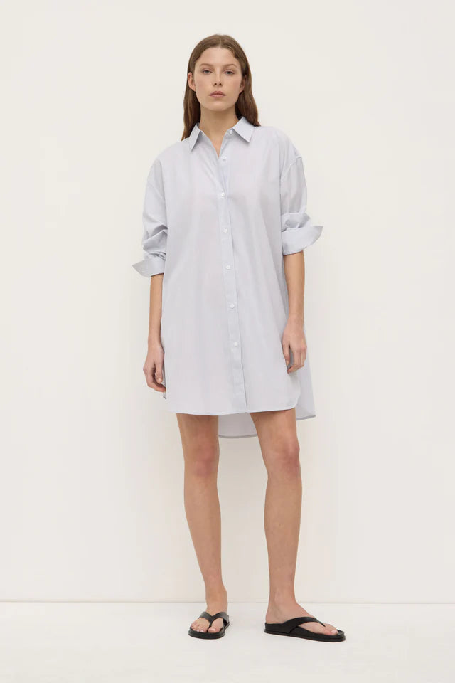 Assembly Label - Cora Stripe Shirt Dress - White/Navy Stripe