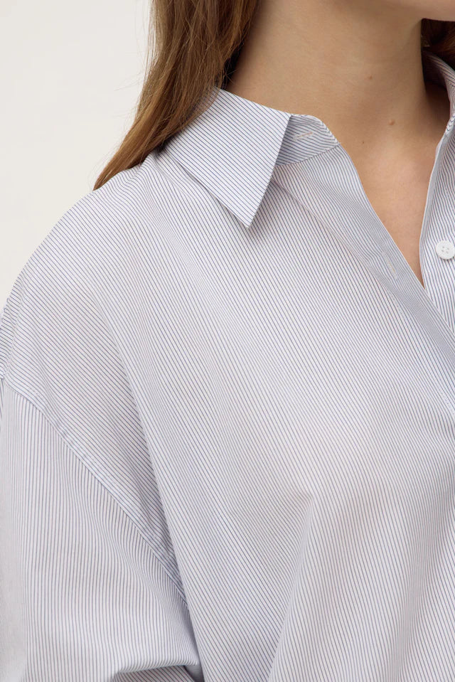 Assembly Label - Cora Stripe Shirt Dress - White/Navy Stripe