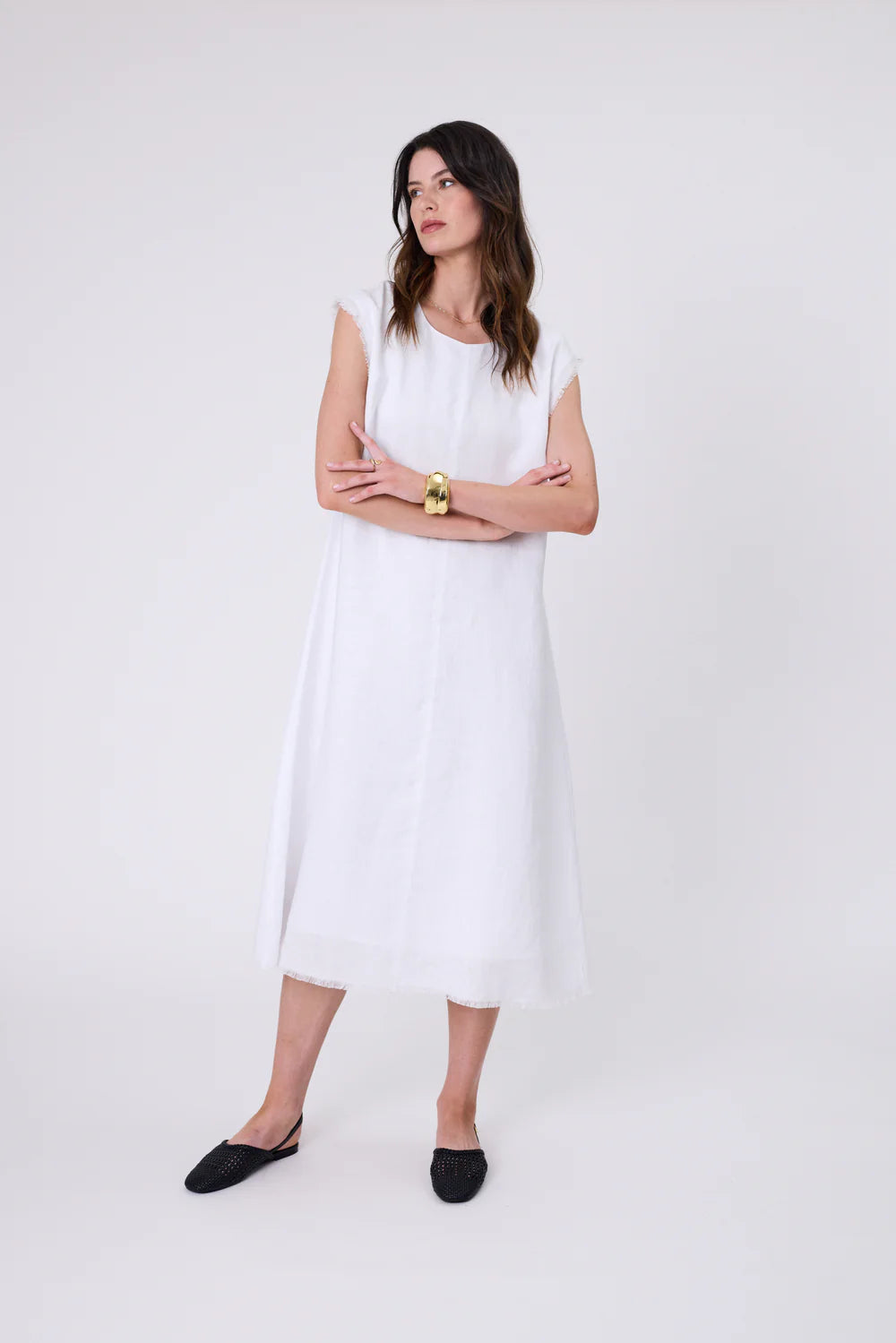 Marlow - Costa Lenin Dress - White