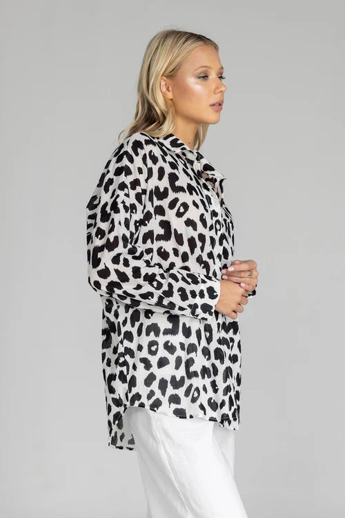 Blak - Defiant Shirt - Ivory with Black Leopard Print