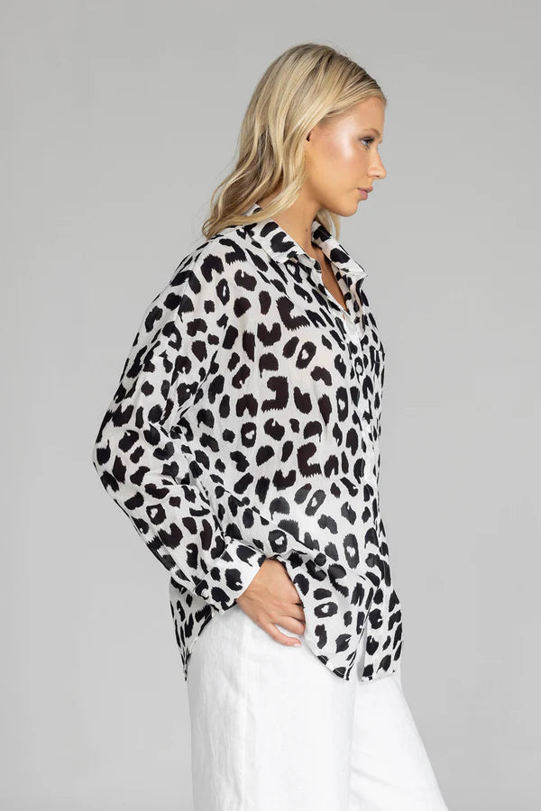 Blak - Defiant Shirt - Ivory with Black Leopard Print