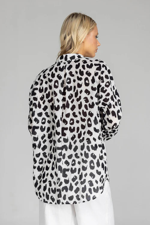 Blak - Defiant Shirt - Ivory with Black Leopard Print