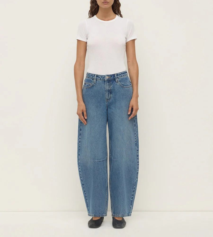 Assembly Label - High Rise Barrel Jean - Classic Blue