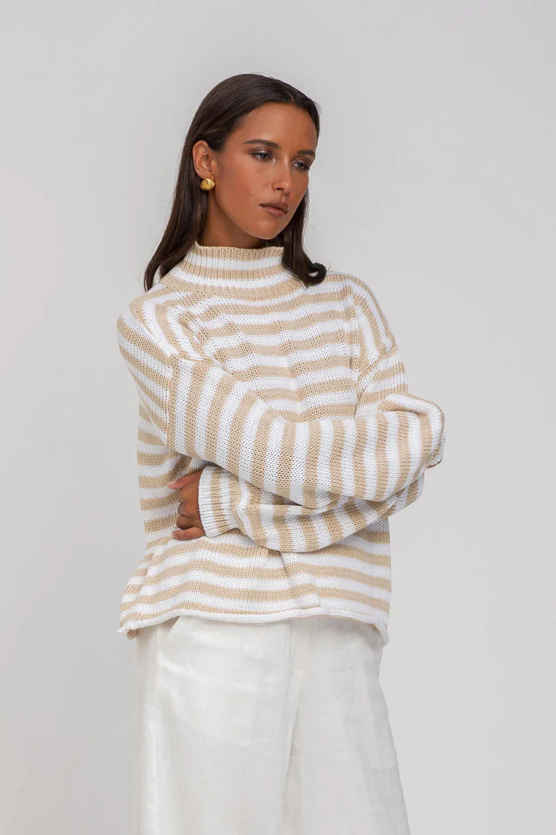 Blak - Hold Me Back Jumper - Camel/White Stripe