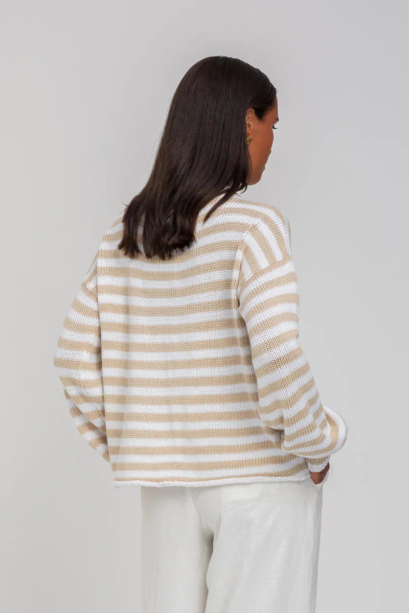 Blak - Hold Me Back Jumper - Camel/White Stripe