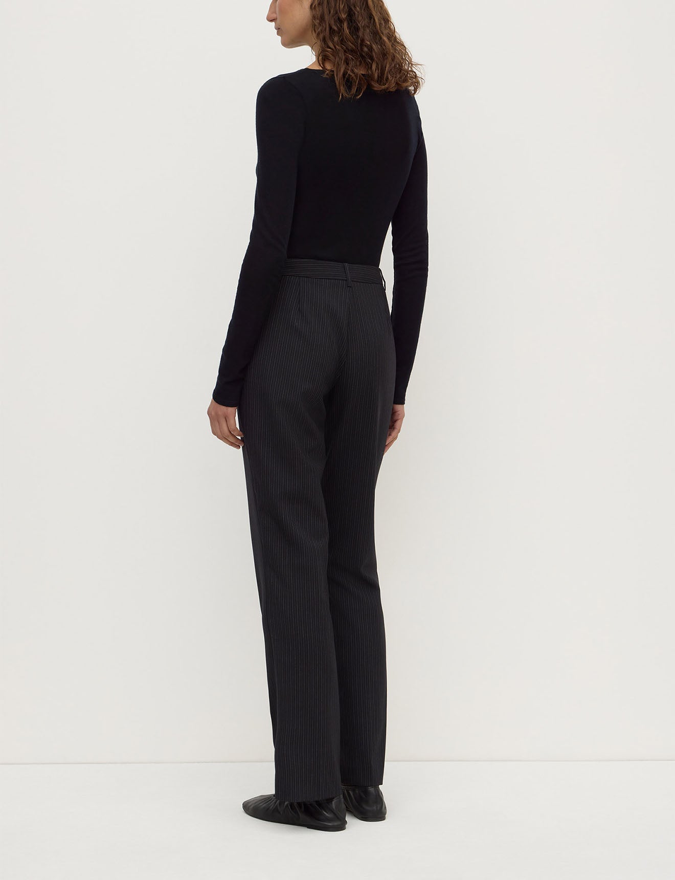 Assembly Label - Kehlani Low Rise Suit Pant - Black Pin Stripe