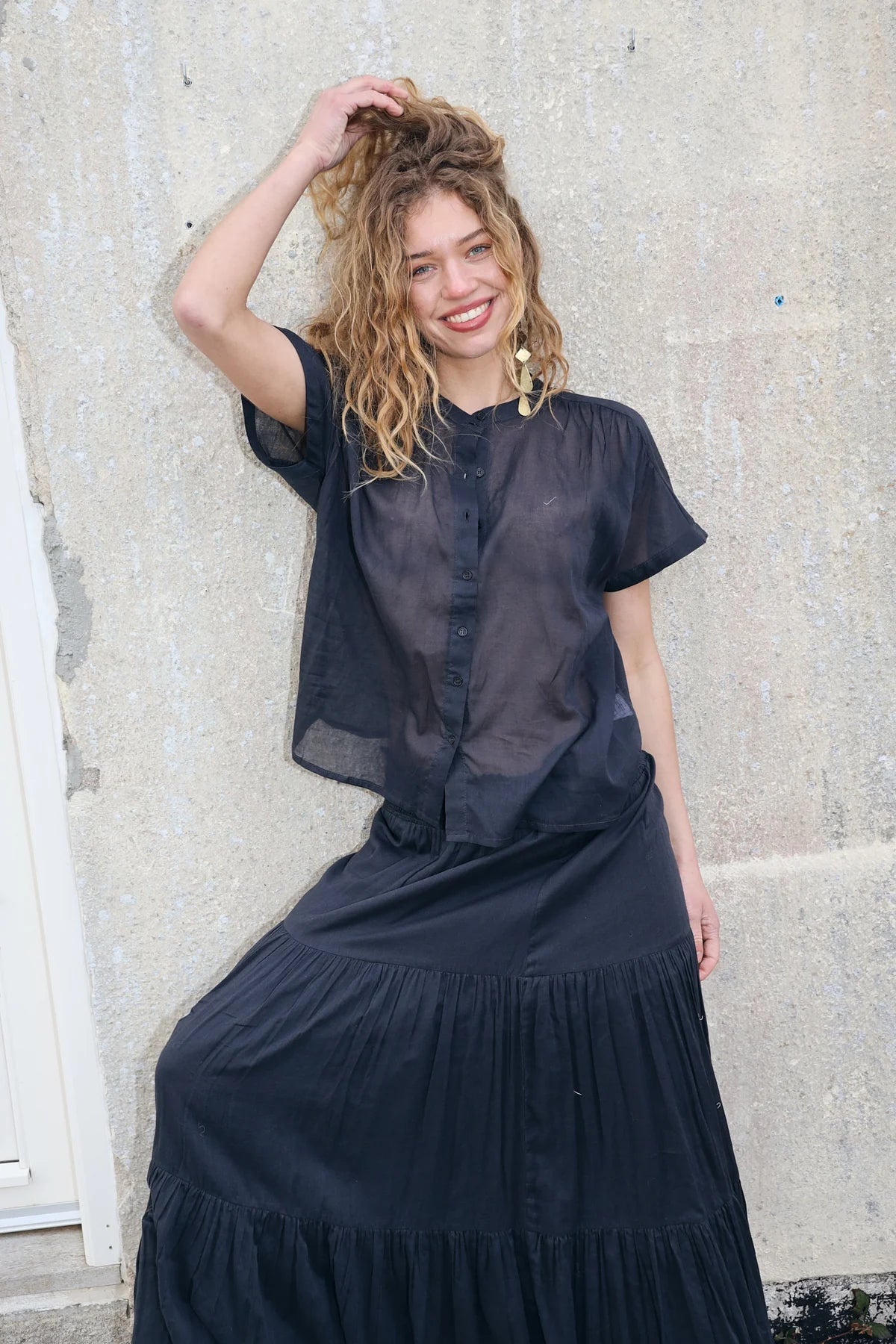 LOLLYS LAUNDRY - DIAMOND MAXI SKIRT -WASHED BLACK