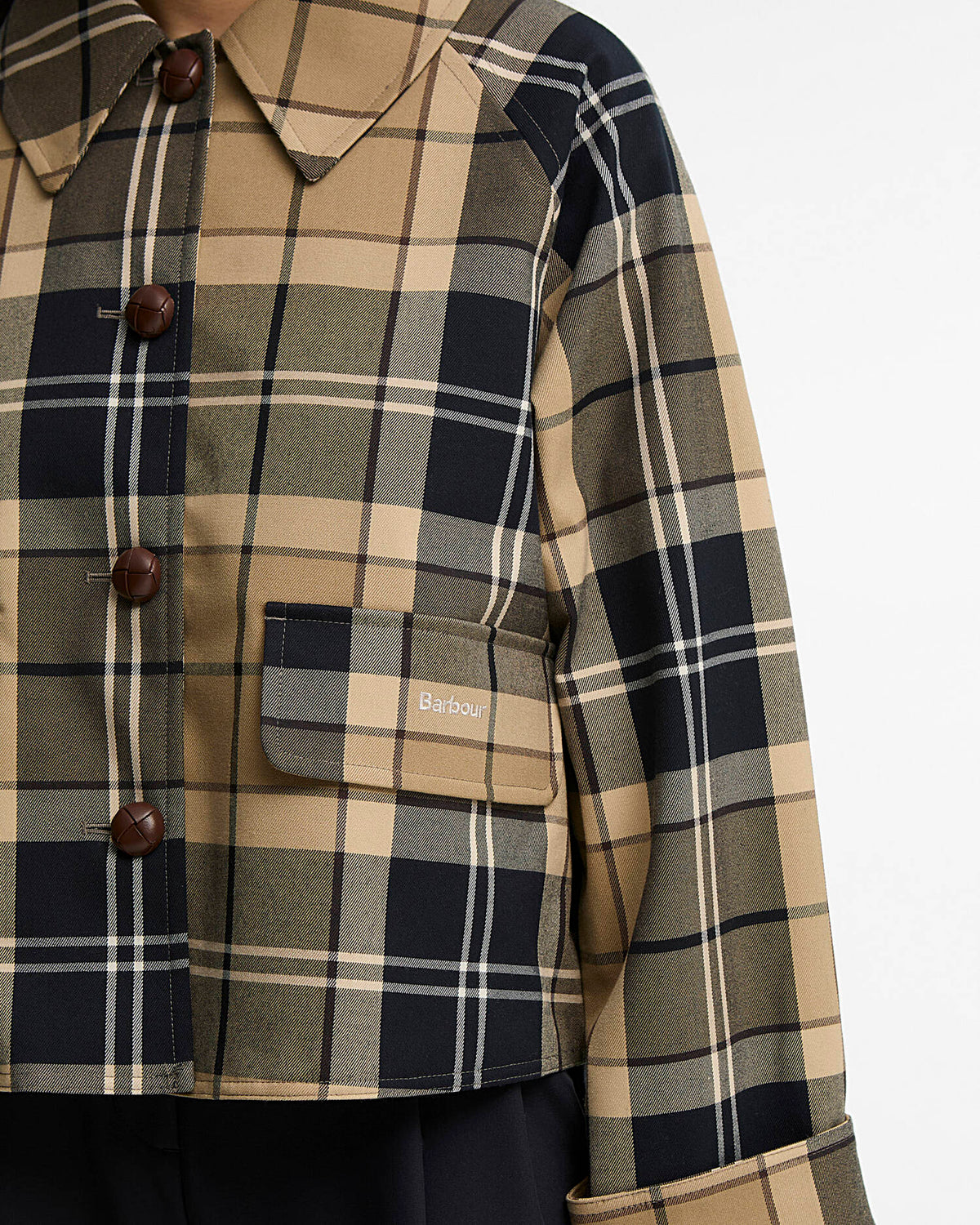 BARBOUR - DELILAH CHECKED SHOWERPROOF JACKET - BIRCHWOOD DRESS