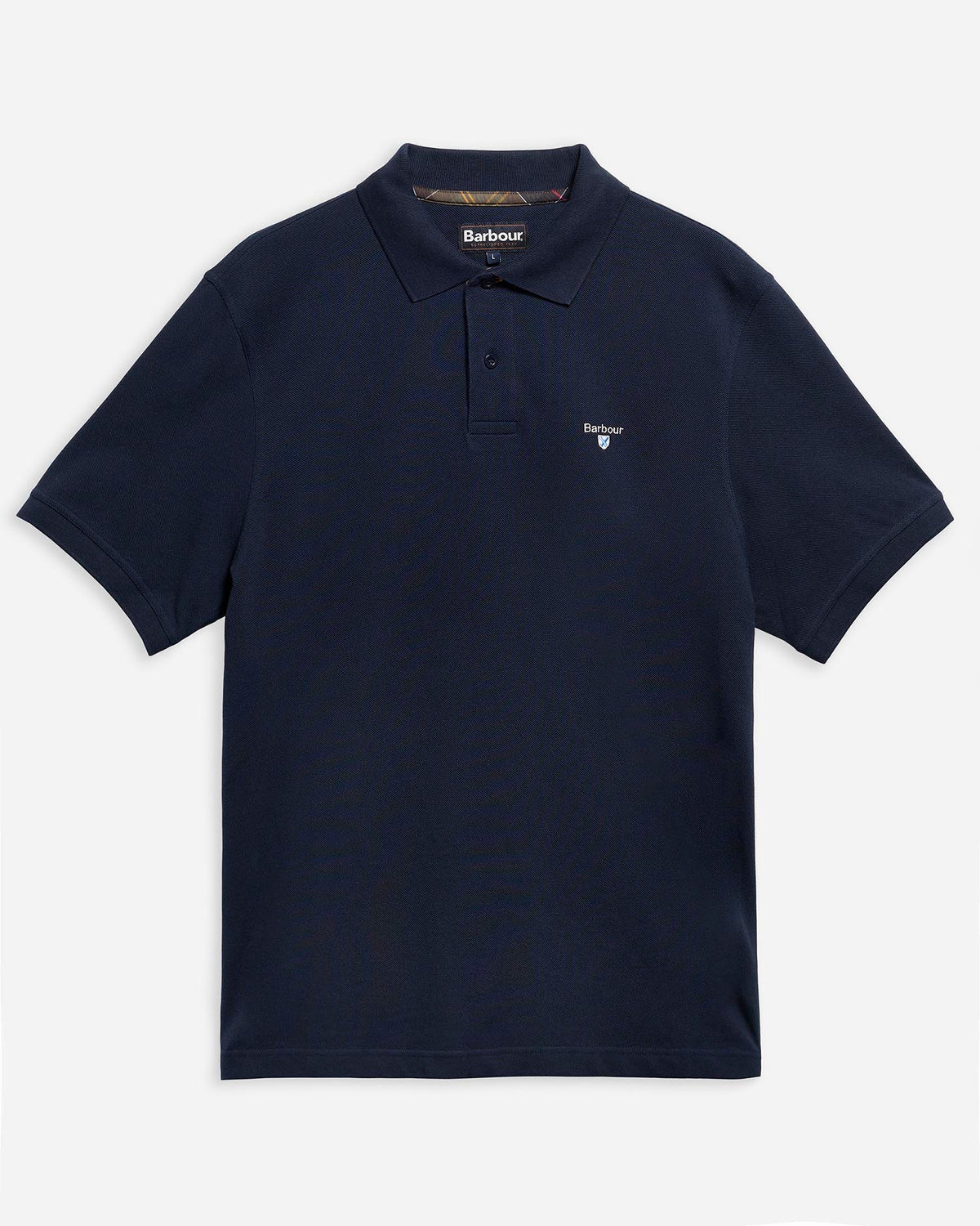 BARBOUR - TARTAN PIQUE TAILORED POLO SHIRT - NAVY/CLASSIC