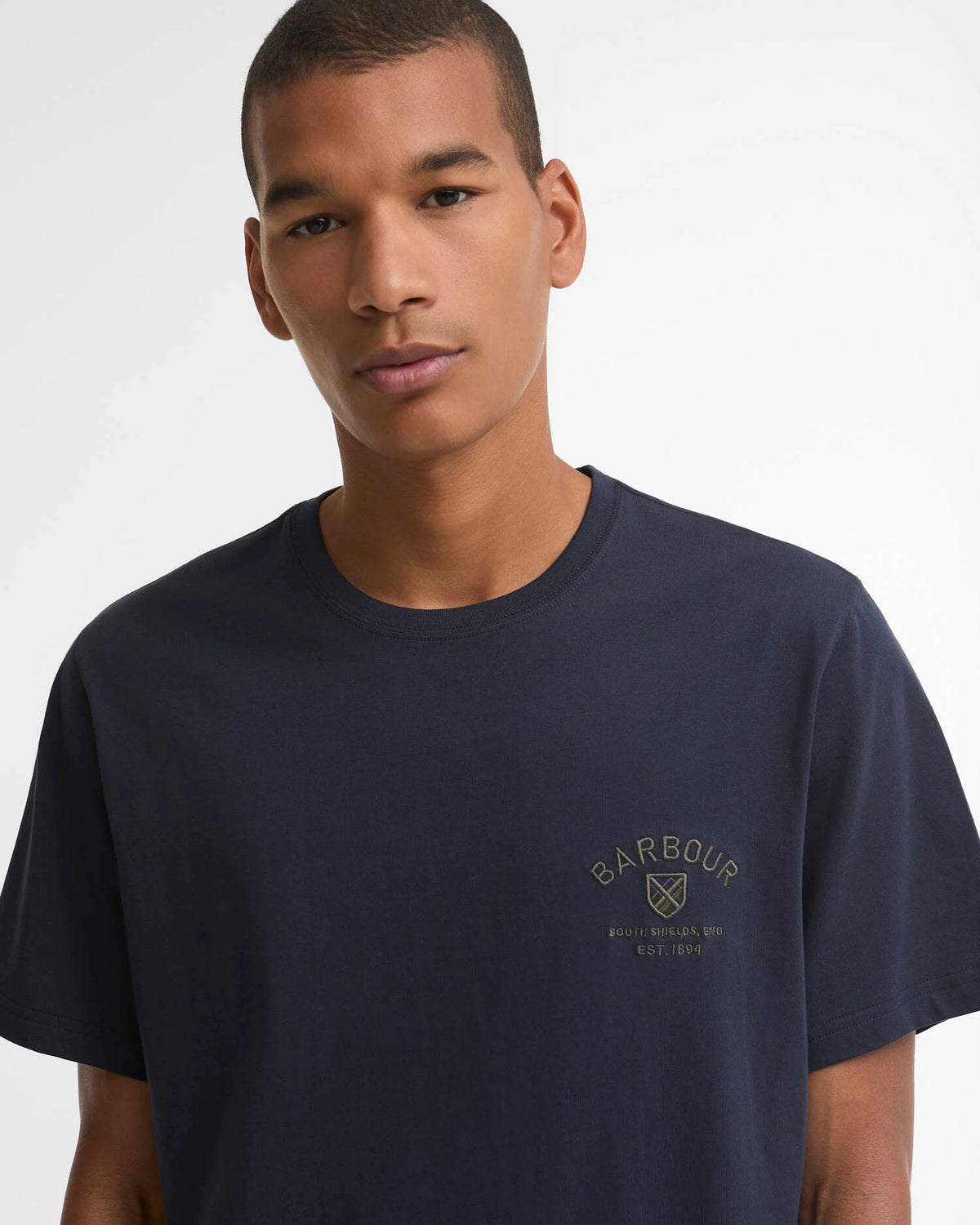 BARBOUR - TARTAN TAILORED CREST LOGO T-SHIRT - NAVY