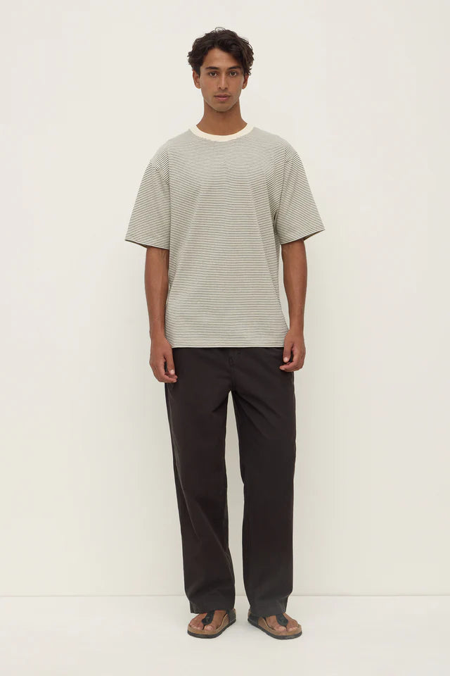 Assembly Label - Malone Stripe Short Sleeve Tee - Black/Cream Stripe