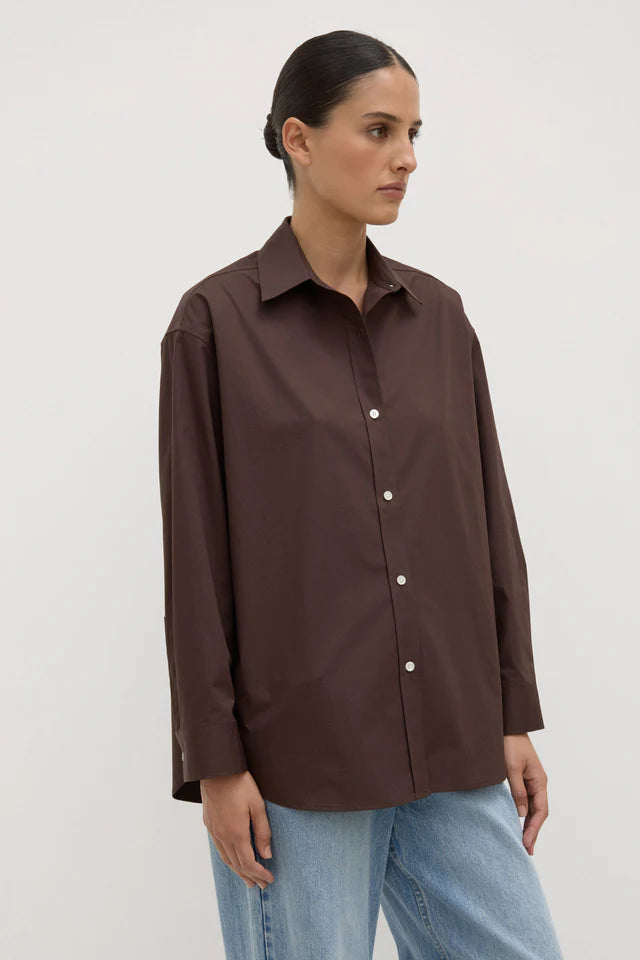 Assembly Label - Marigold Poplin Long Sleeve Shirt - Ganache