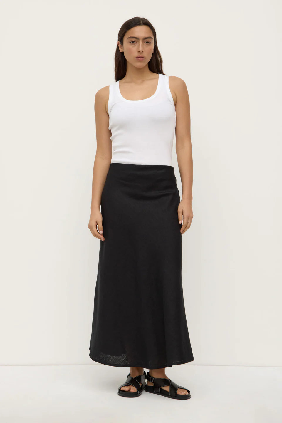 Assembly Label - Melody Linen Bias Skirt - Black