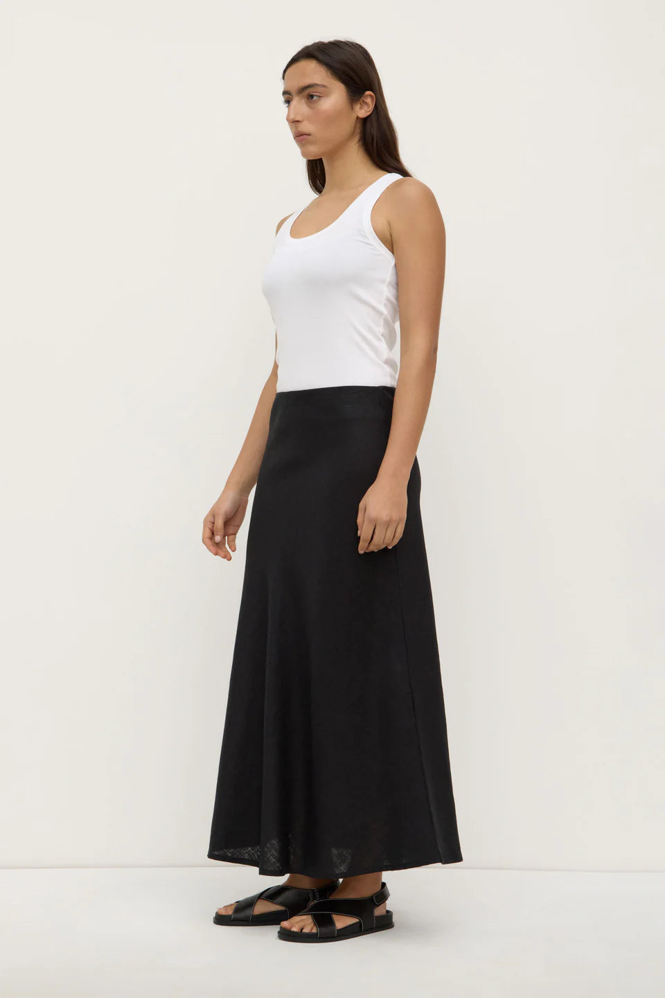 Assembly Label - Melody Linen Bias Skirt - Black