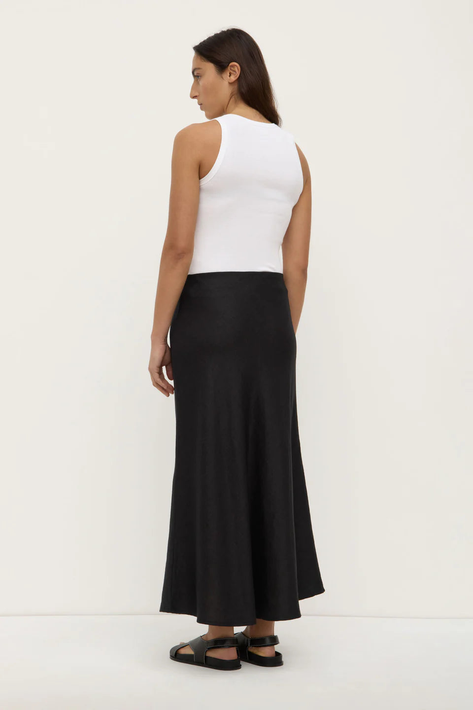 Assembly Label - Melody Linen Bias Skirt - Black