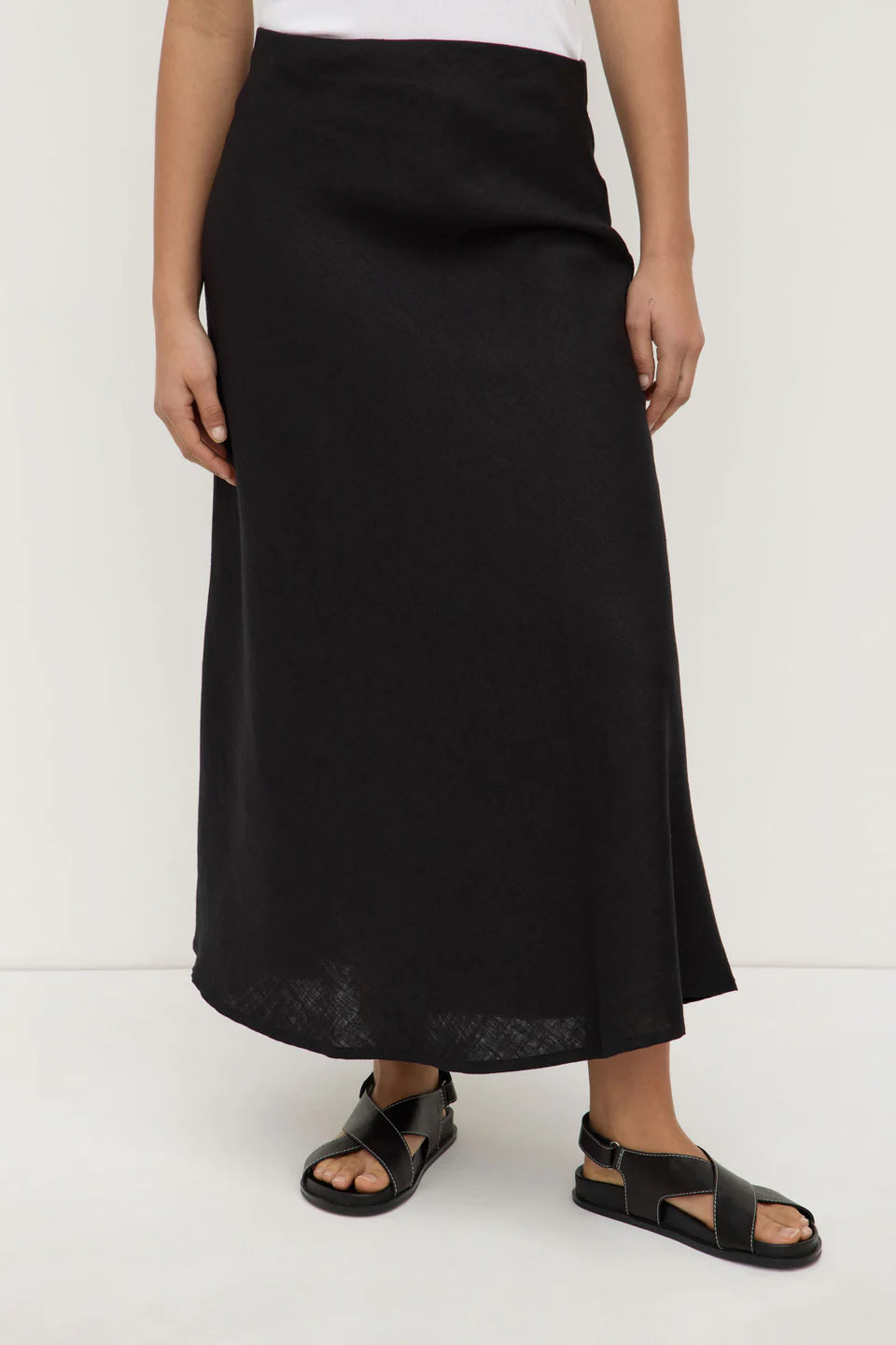 Assembly Label - Melody Linen Bias Skirt - Black