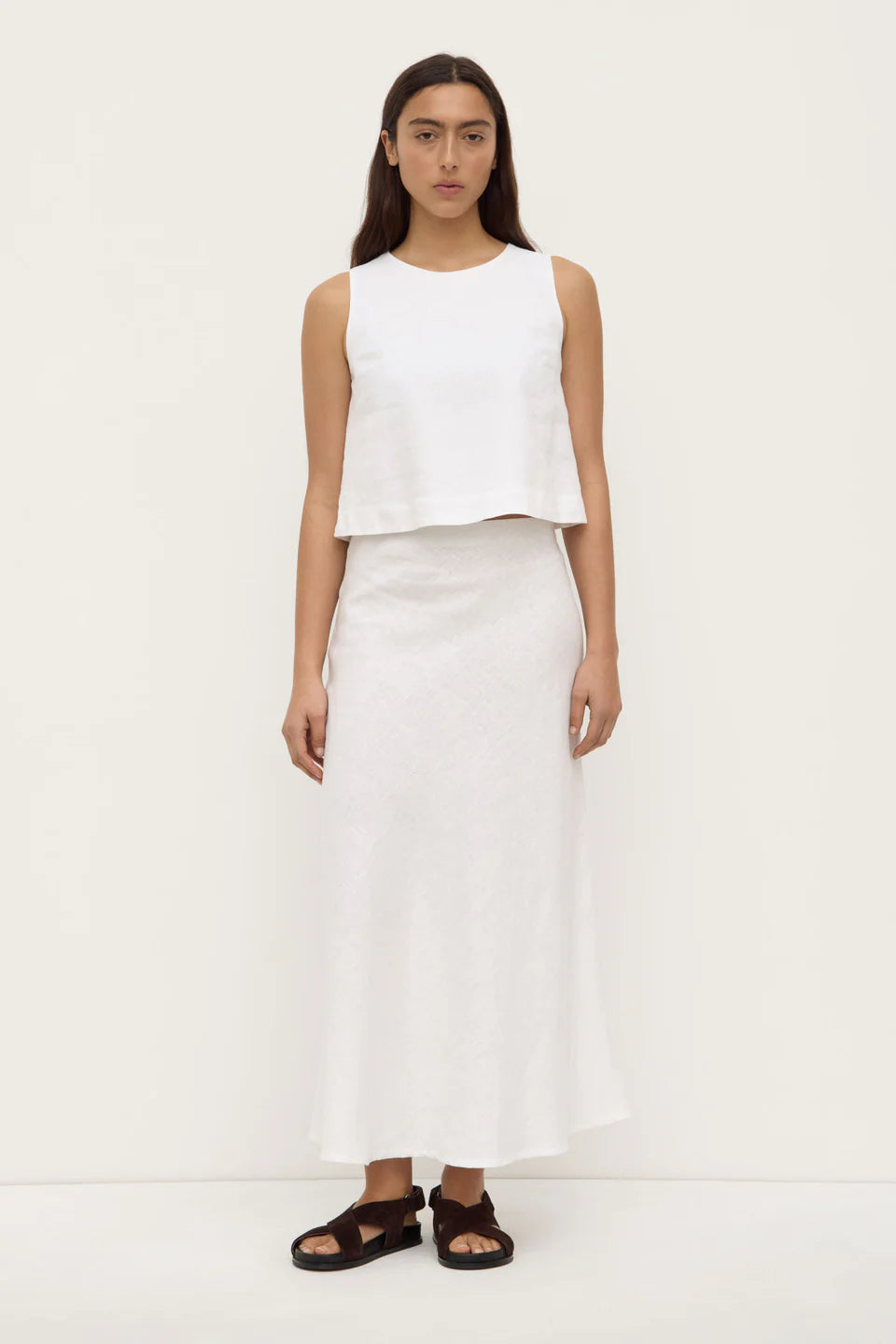 Assembly Label - Melody Linen Bias Cut Skirt - White