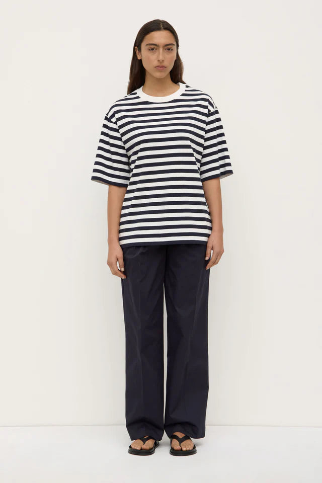 Assembly Label - Monte Stripe Cotton Short Sleeve Tee - True Navy/White Stripe