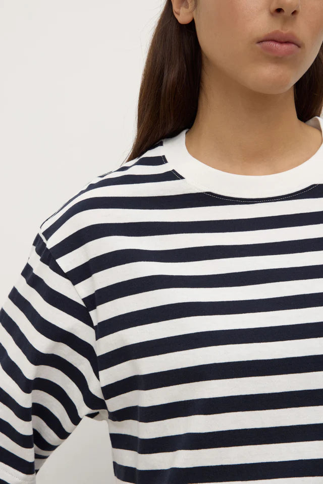 Assembly Label - Monte Stripe Cotton Short Sleeve Tee - True Navy/White Stripe
