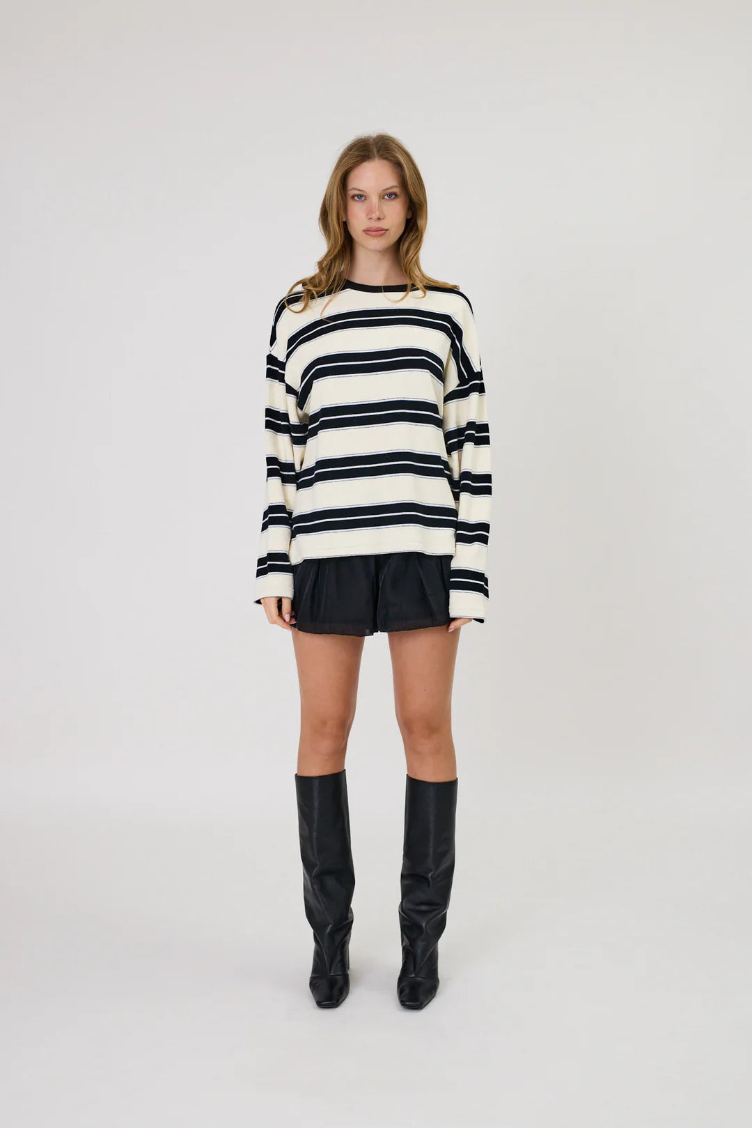Remain - Miller Long Sleeve - Ivory/Black Stripe