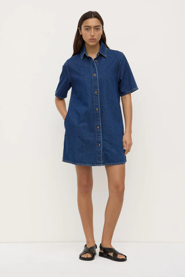 Assembly Label - Neera Denim Mini Shirt Dress - Heritage Blue