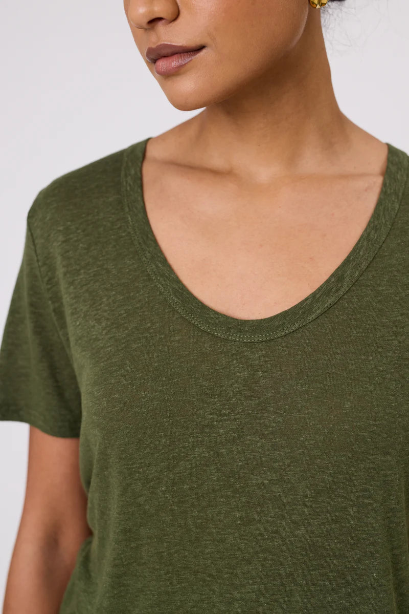 Marlow - Noto Linen Tee - Cypress