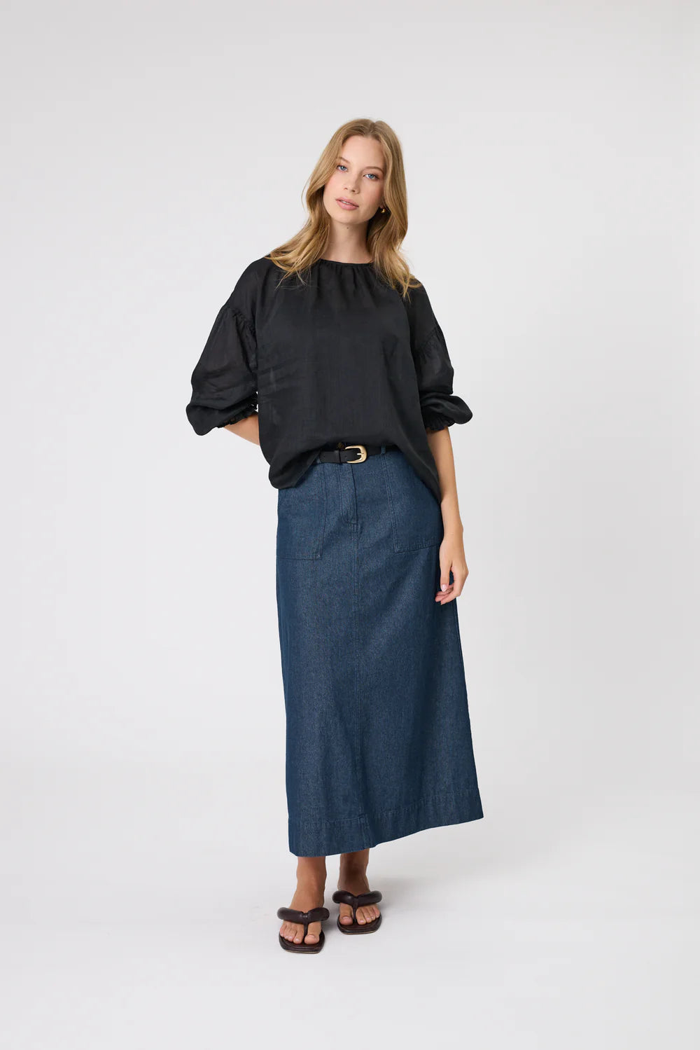 Marlow - Rotate Denim Skirt - Ink Wash