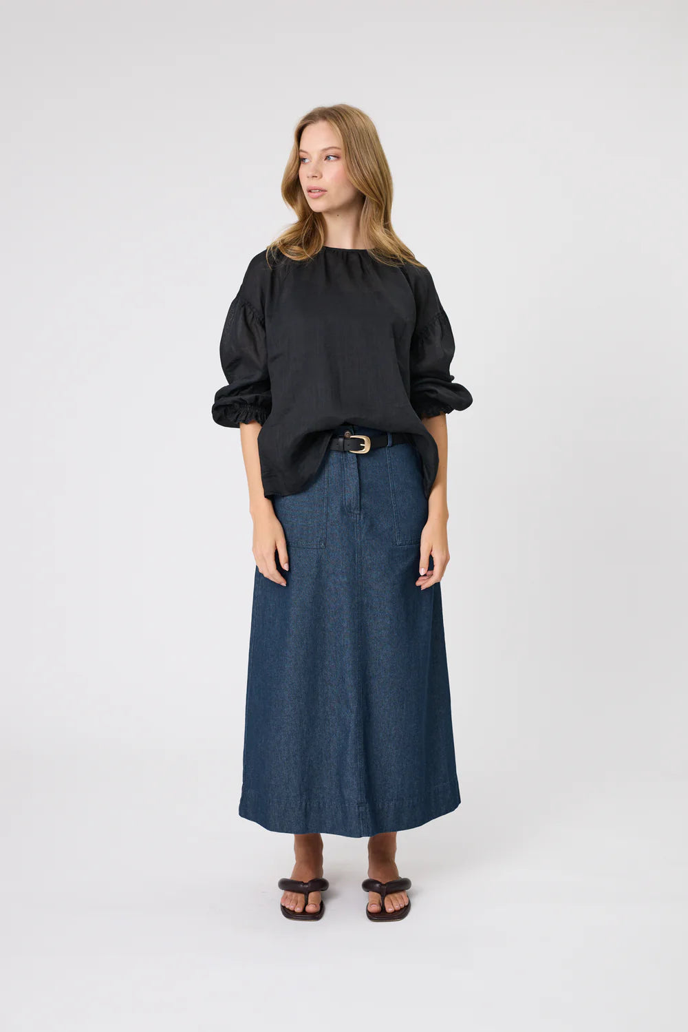 Marlow - Rotate Denim Skirt - Ink Wash