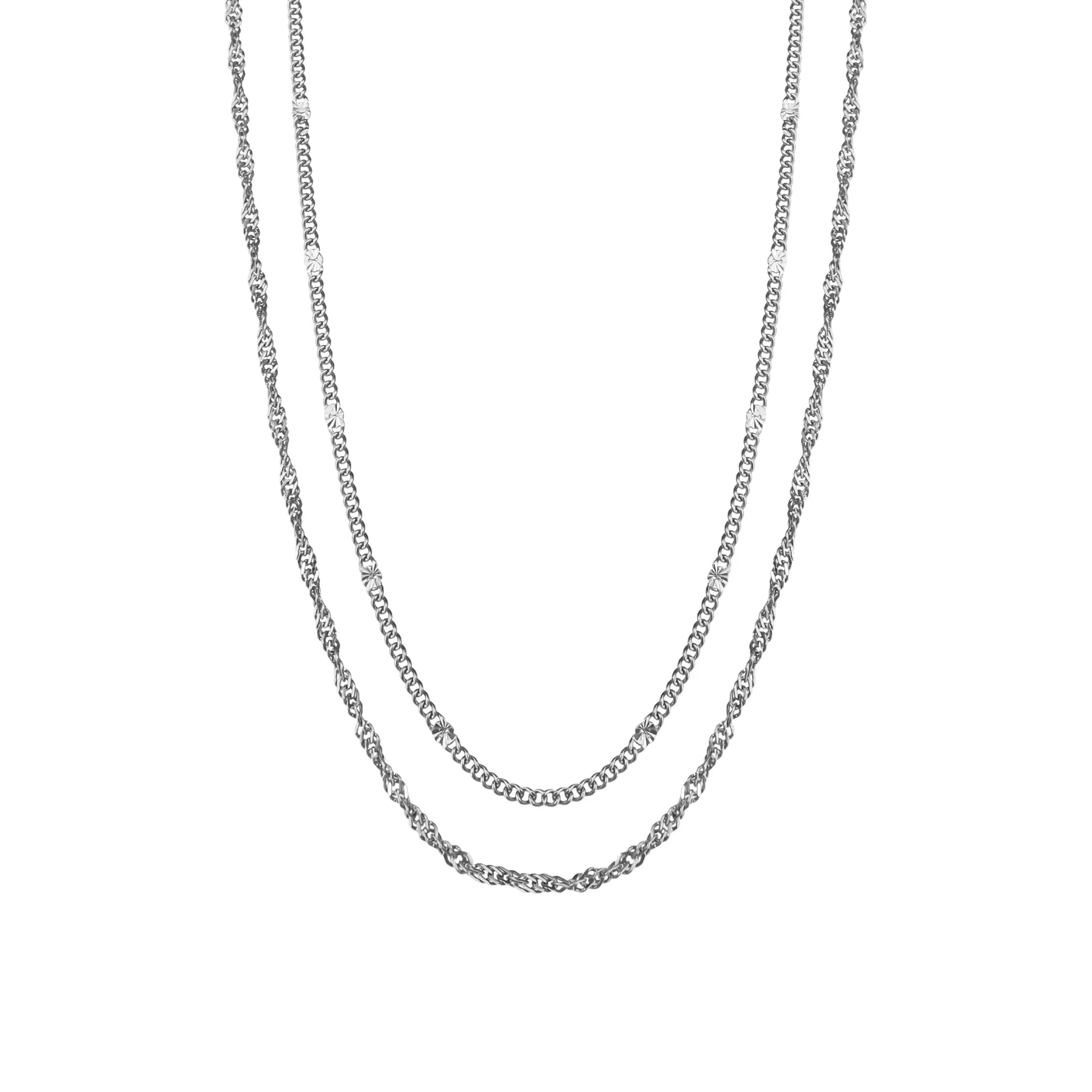 Silk & Steel - Duo Necklace - Silver