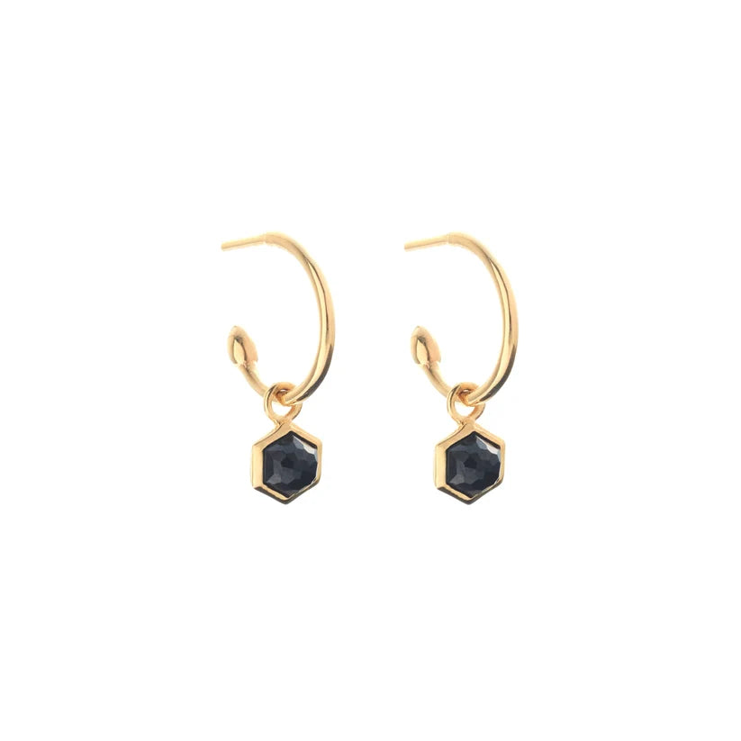 Silk & Steel - Mini Harmony Hoops - Black Spinel/Gold