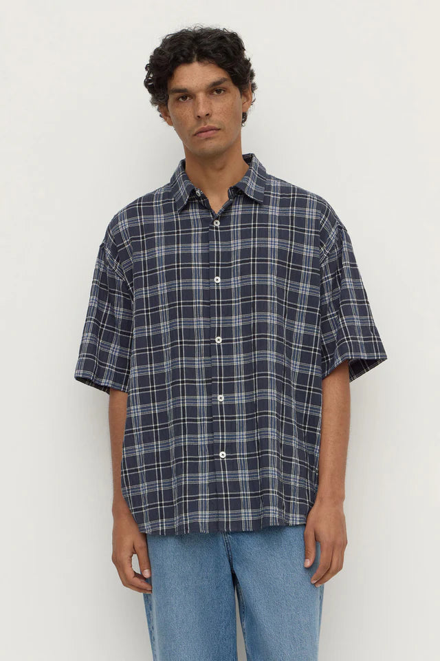 ASSEMBLY LABEL - TANE CHECK SHORT SLEEVE SHIRT - TRUE NAVY
