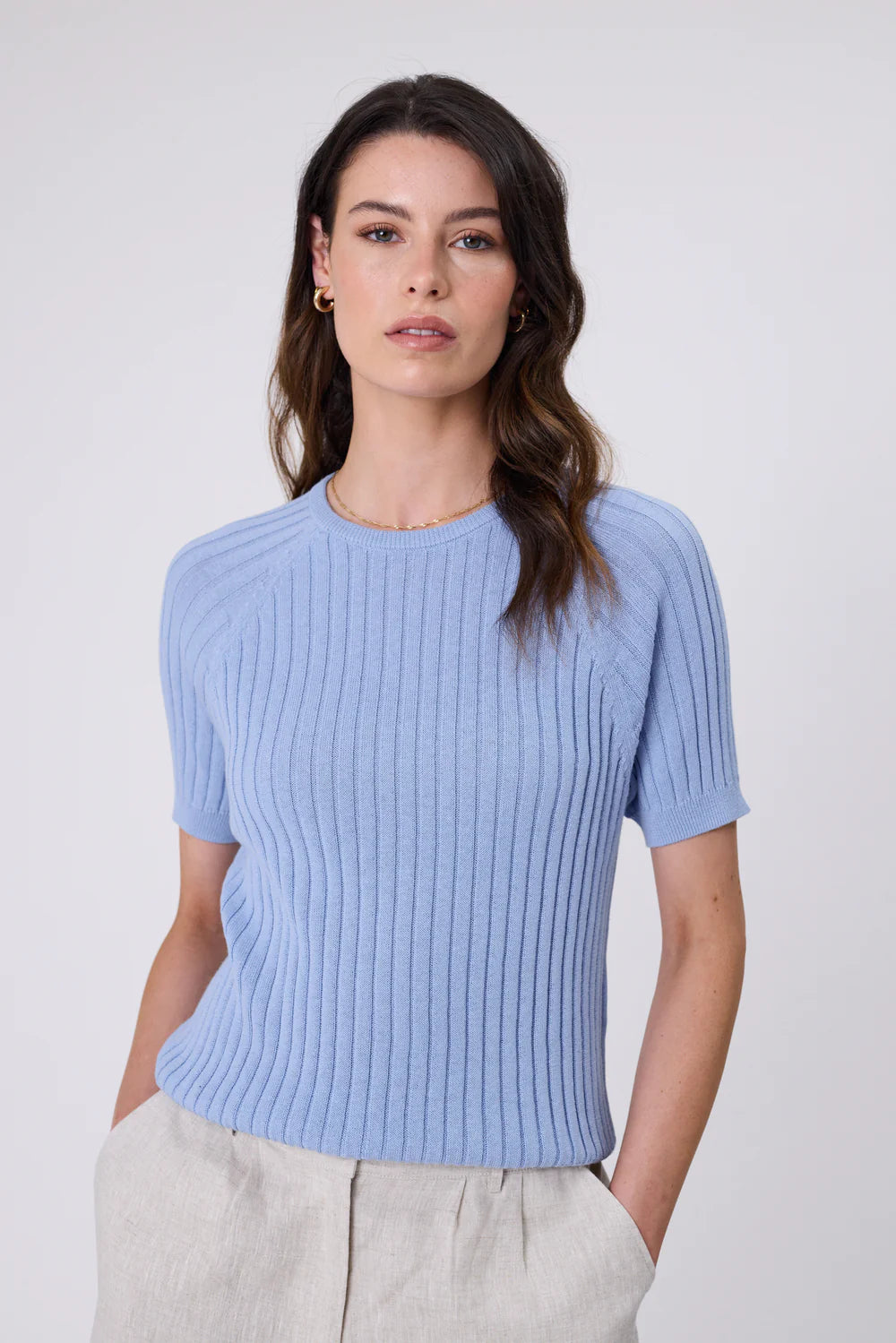 Marlow - Wisp Knit Tee - Blue Smoke