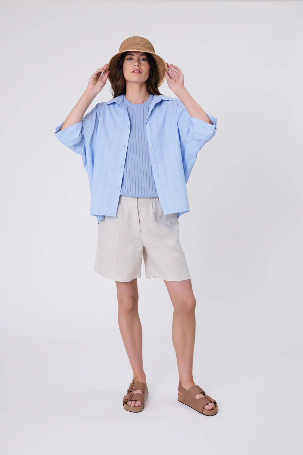 Marlow - Wisp Knit Tee - Blue Smoke