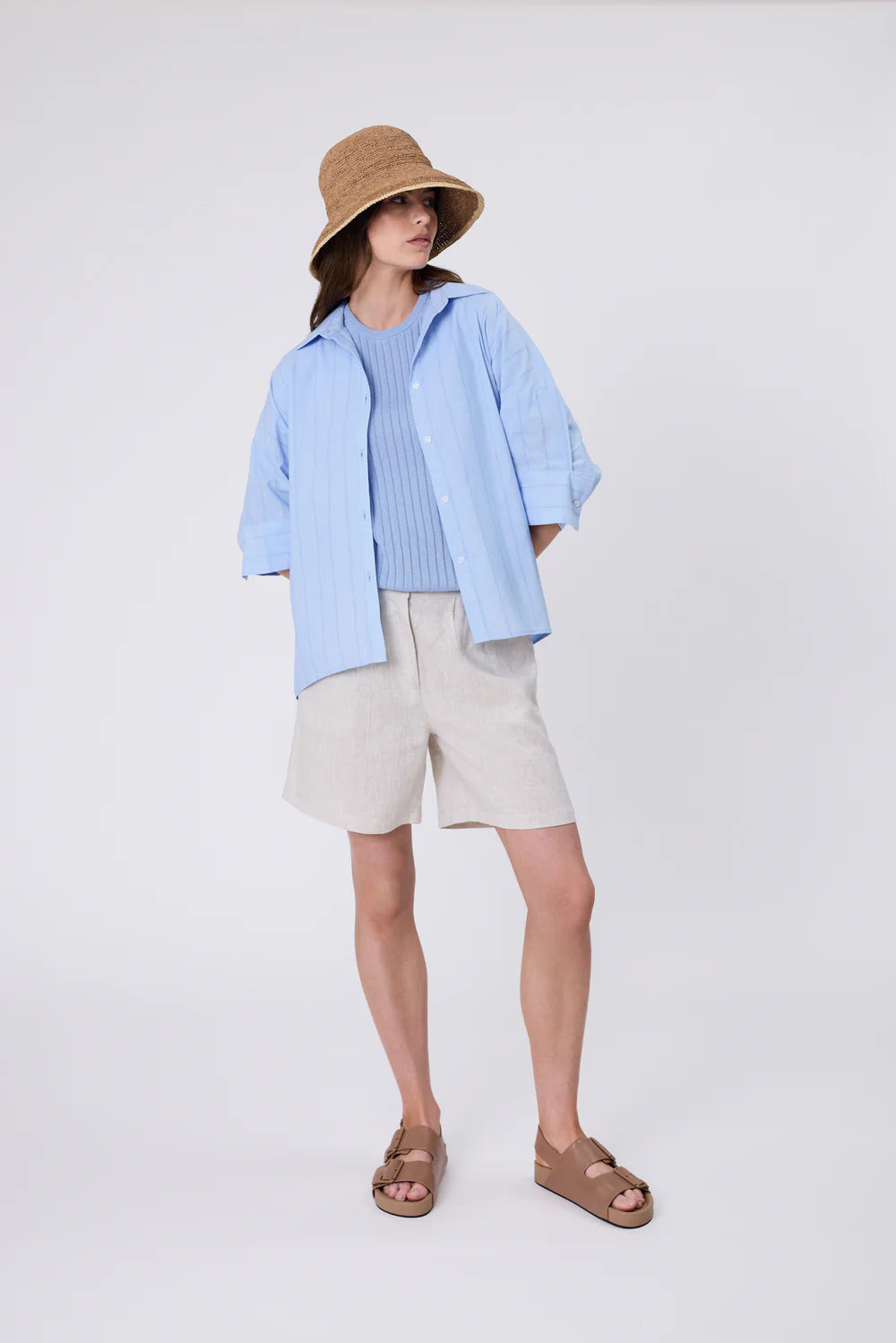 Marlow - Wisp Knit Tee - Blue Smoke