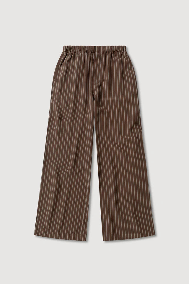Assembly Label -Zayla Silk Stripe Pant - Cream/Espresso